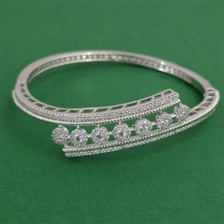 American Diamond Openable kada with Rhodium Plating 2 Tone Plating Mehndi Plating