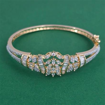 American Diamond Openable kada with Rhodium Plating 2 Tone Plating Mehndi Plating