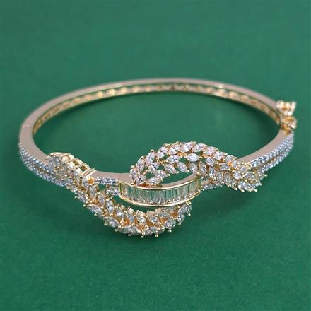 American Diamond Openable kada with Rhodium Plating 2 Tone Plating Mehndi Plating