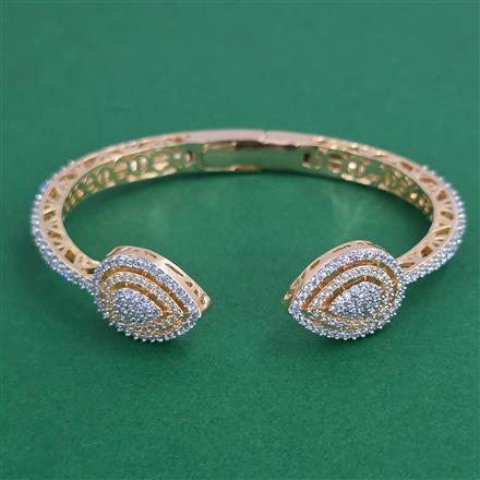 American Diamond Classic Kada with Rhodium Plating 2 Tone Plating Mehndi Plating
