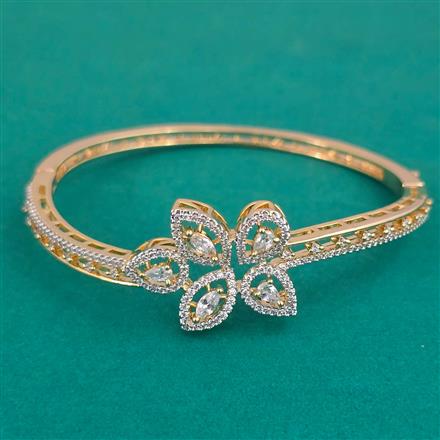 American Diamond Openable kada with Rhodium Plating 2 Tone Plating Mehndi Plating