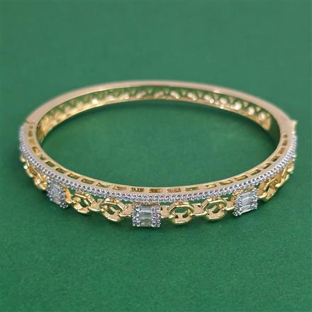 American Diamond Openable kada with Rhodium Plating 2 Tone Plating Mehndi Plating