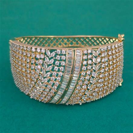 American Diamond Broad Kada with Rhodium Plating 2 Tone Plating Mehndi Plating