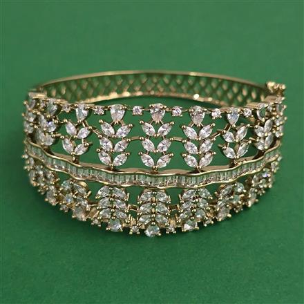 American Diamond Broad Kada with Rhodium Plating 2 Tone Plating Mehndi Plating
