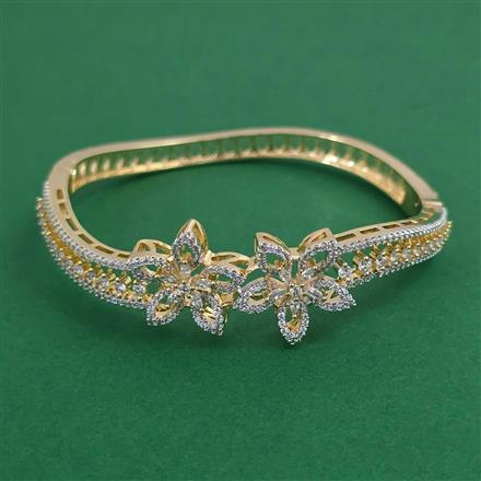 American Diamond Openable kada with Rhodium Plating 2 Tone Plating Mehndi Plating