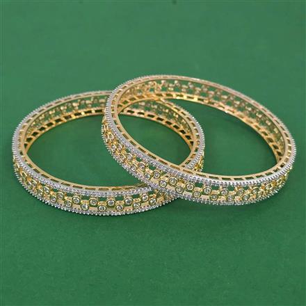American Diamond 2 Pc Classic Bangles with 2 Tone Plating