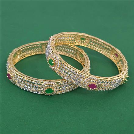 American Diamond 2 Pc Classic Bangles with 2 Tone Plating