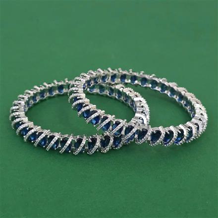 American Diamond 2 Pc Classic Bangles with Rhodium Plating