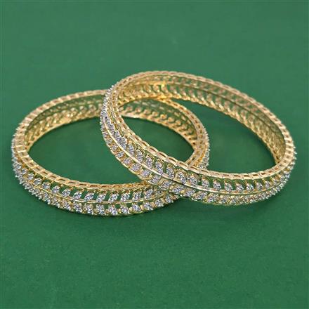 American Diamond 2 Pc Classic Bangles with 2 Tone Plating