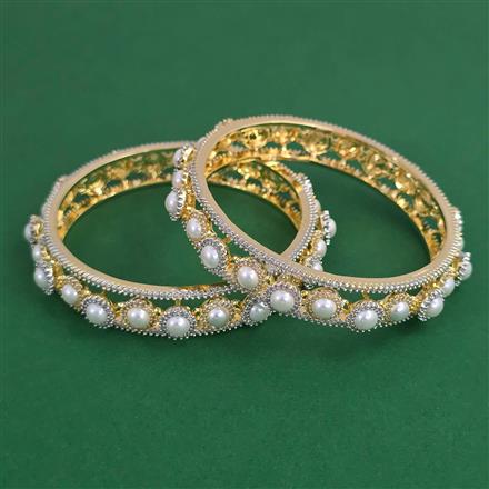 American Diamond Pearl Bangles with 2 Tone Plating