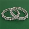American Diamond Pearl Bangles with Rhodium Plating