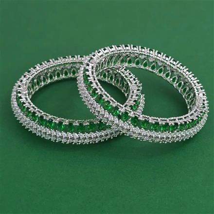 American Diamond Openable Bangles with Rhodium Plating