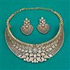 American Diamond Choker Necklace with Rhodium Plating 2 Tone Plating Mehndi Plating