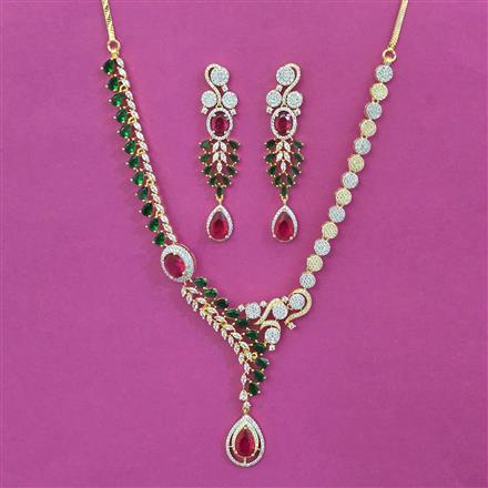 American Diamond Classic Necklace with 2 Tone Plating