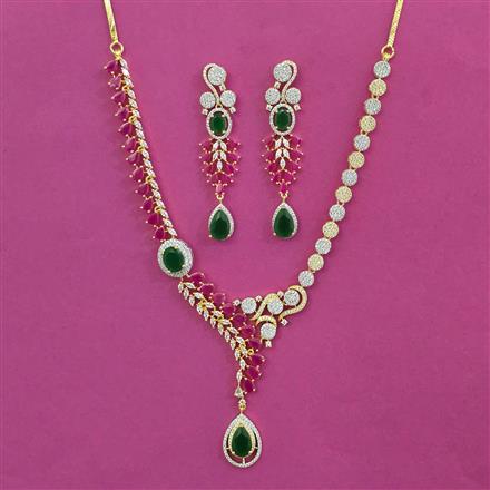 American Diamond Classic Necklace with 2 Tone Plating