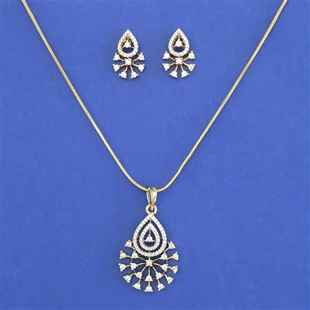 American Diamond Classic Pendant Set with 2 Tone Plating