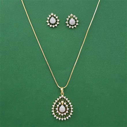 American Diamond Classic Pendant Set with 2 Tone Plating