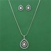 American Diamond Classic Pendant Set with Rhodium Plating