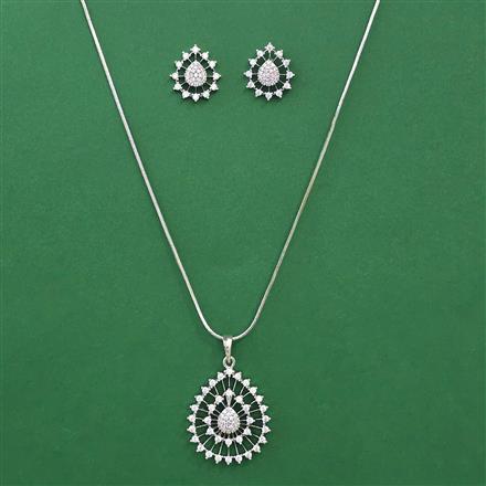 American Diamond Classic Pendant Set with Rhodium Plating