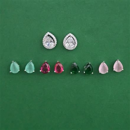 American Diamond Changeable Earring with Rhodium Plating