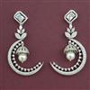 American Diamond Pearl Earring with Rhodium Plating 2 Tone Plating