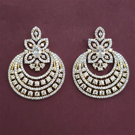 American Diamond Classic Earring with Rhodium Plating 2 Tone Plating Mehndi Plating