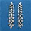 American Diamond Long Earring with Rhodium Plating 2 Tone Plating