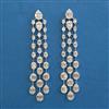 American Diamond Long Earring with Rhodium Plating 2 Tone Plating