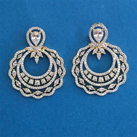 American Diamond Classic Earring with Rhodium Plating 2 Tone Plating