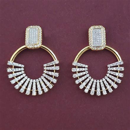 American Diamond Classic Earring with Rhodium Plating 2 Tone Plating Mehndi Plating