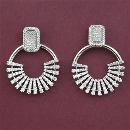 American Diamond Classic Earring with Rhodium Plating 2 Tone Plating Mehndi Plating