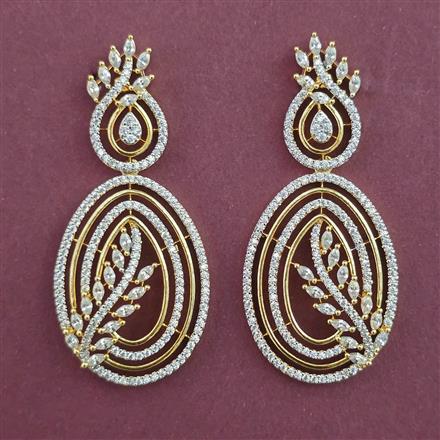 American Diamond Classic Earring with Rhodium Plating 2 Tone Plating