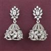 American Diamond Jhumki with Rhodium Plating 2 Tone Plating Mehndi Plating