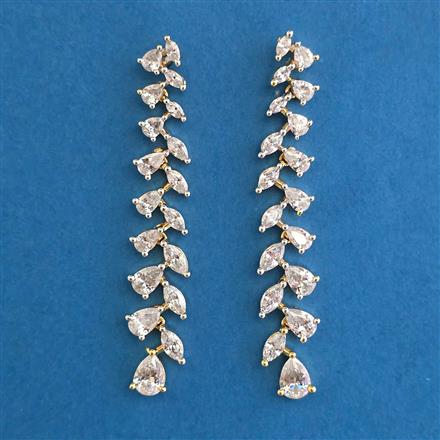 American Diamond Classic Earring with Rhodium Plating 2 Tone Plating