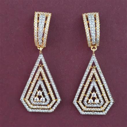 American Diamond Classic Earring with Rhodium Plating 2 Tone Plating Mehndi Plating