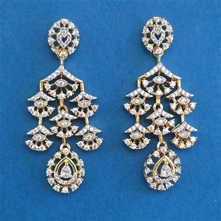 American Diamond Classic Earring with Rhodium Plating 2 Tone Plating Mehndi Plating