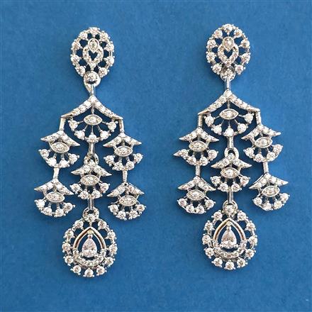 American Diamond Classic Earring with Rhodium Plating 2 Tone Plating Mehndi Plating