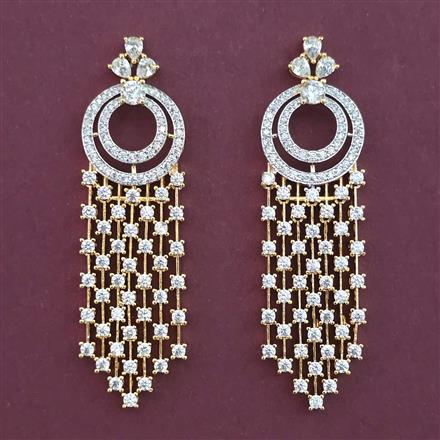 American Diamond Classic Earring with Rhodium Plating 2 Tone Plating