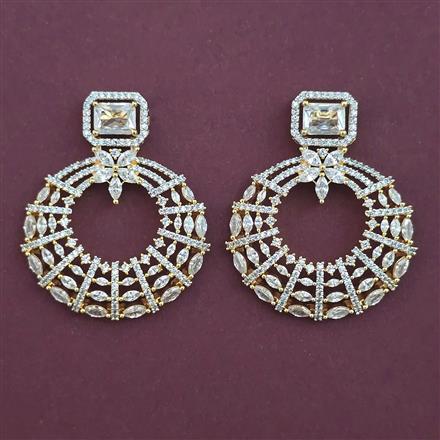 American Diamond Classic Earring with Rhodium Plating 2 Tone Plating