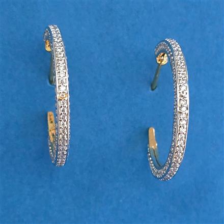American Diamond Classic Earring with Rhodium Plating 2 Tone Plating