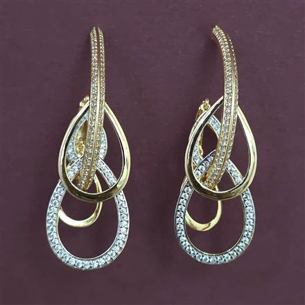 American Diamond Classic Earring with Rhodium Plating 2 Tone Plating
