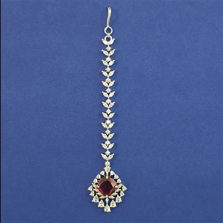 American Diamond Classic Tikka with Rhodium Plating
