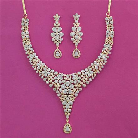 American Diamond Classic Necklace with Rhodium Plating 2 Tone Plating Mehndi Plating