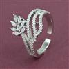 American Diamond Adjustable Ring with Rhodium Plating 2 Tone Plating Mehndi Plating