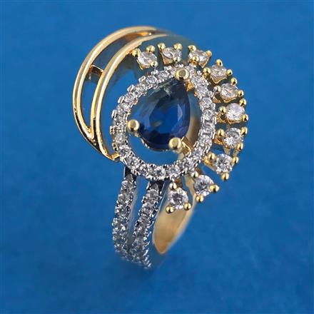 American Diamond Adjustable Ring with 2 Tone Plating