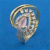 American Diamond Adjustable Ring with 2 Tone Plating