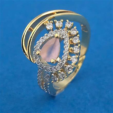 American Diamond Adjustable Ring with 2 Tone Plating