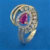American Diamond Adjustable Ring with 2 Tone Plating