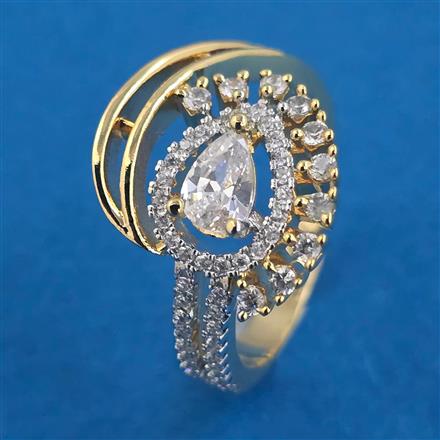 American Diamond Adjustable Ring with 2 Tone Plating