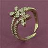 American Diamond Adjustable Ring with Rhodium Plating 2 Tone Plating Mehndi Plating